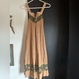 Vintage 70s Young Edwardian Hippie Boho Calico Eyelet Prairiecore Dress